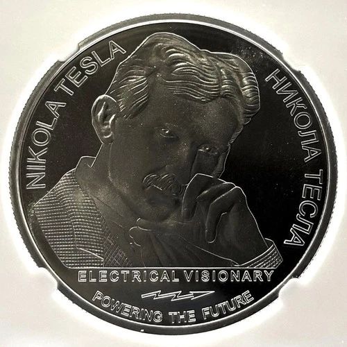 Great Scientist Nikola Tesla Silver Coin 2018 Serbia NGC MS69 / 2