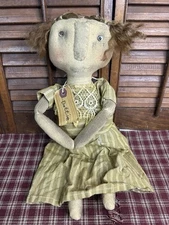 Primitive Folk Art Handmade Rag Doll ~ DOTTIE ~ Shelf Sitter Basket Filler  