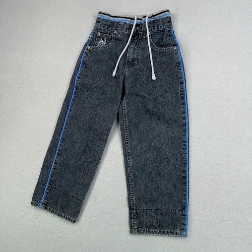 Paco Jeans Boys 5 Blue Denim Sweat Band Drawstring Chenille Logo Street Urban - Picture 5 of 16