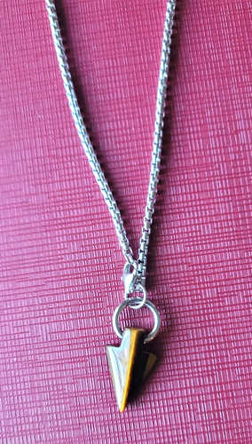 Brand New Stainless Steel Tiger Eye Arrowhead Pendant Chain Men's Necklace - Picture 4 of 23