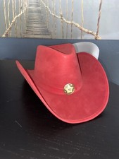 Red Faux Suede Cowboy Hat Beautiful Unbranded