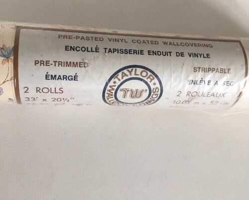 Vtg Beige Blue Floral Wall Covering Cottage Core 20 1/2" X 33' Double Roll - Picture 3 of 7