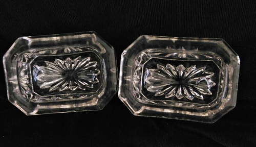 Open salt and pepper cellars/dispensers, clear cut glass, vintage, rectangular - Picture 17 of 24