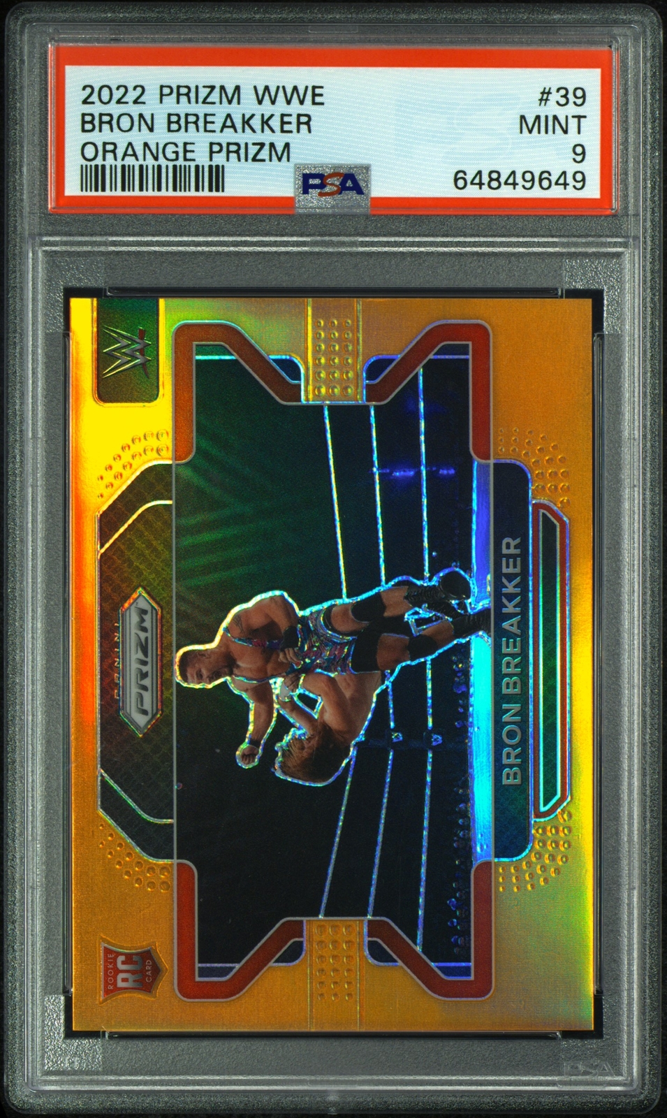 2022 Panini Prizm Wwe #39 Bron Breakker Orange Prizms Rookie RC /99 PSA 9