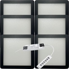 Image of 6x MATT BLACK Slim Square Under Cabinet Down Light & Driver Kit - Warm White LED