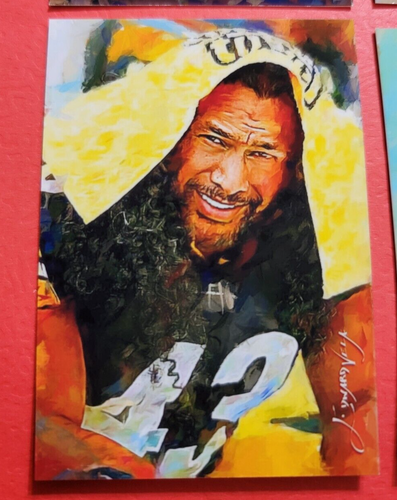 STEELERS BILL COWHER JEROME BETTIS POLAMALU ROETHLISBERGER ART CARD ARTIST SIGN - Picture 5 of 6