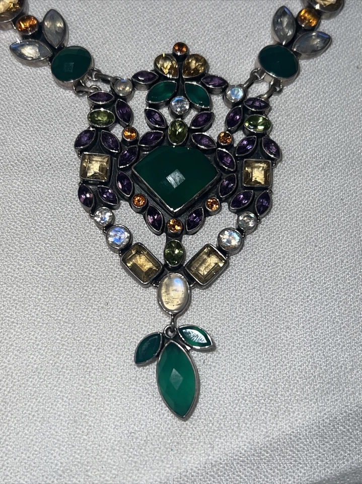 NICKY BUTLER RAJ Limited 48/400 Multi Gemstone NB Necklace 925 Sterling Silver - Image 2 of 4