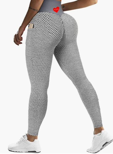 Pantalones de compresión para mujer Levantamiento de glúteos cintura alta Leggings con bolsillos Gris XL - Imagen 3 de 13