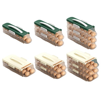 Fridge Egg Dispenser 1/2/3 Layer Fridge Egg Rack Automatic Scrolling Egg Holder 