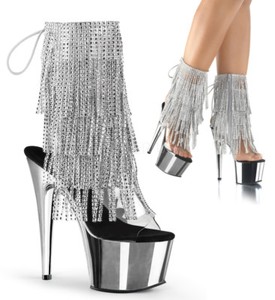 silver fringe heels