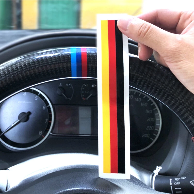 2*Car Styling Steering Wheel Grill Bar Strip Decal Sticker M-Color Germany Flag - Image 2 of 3