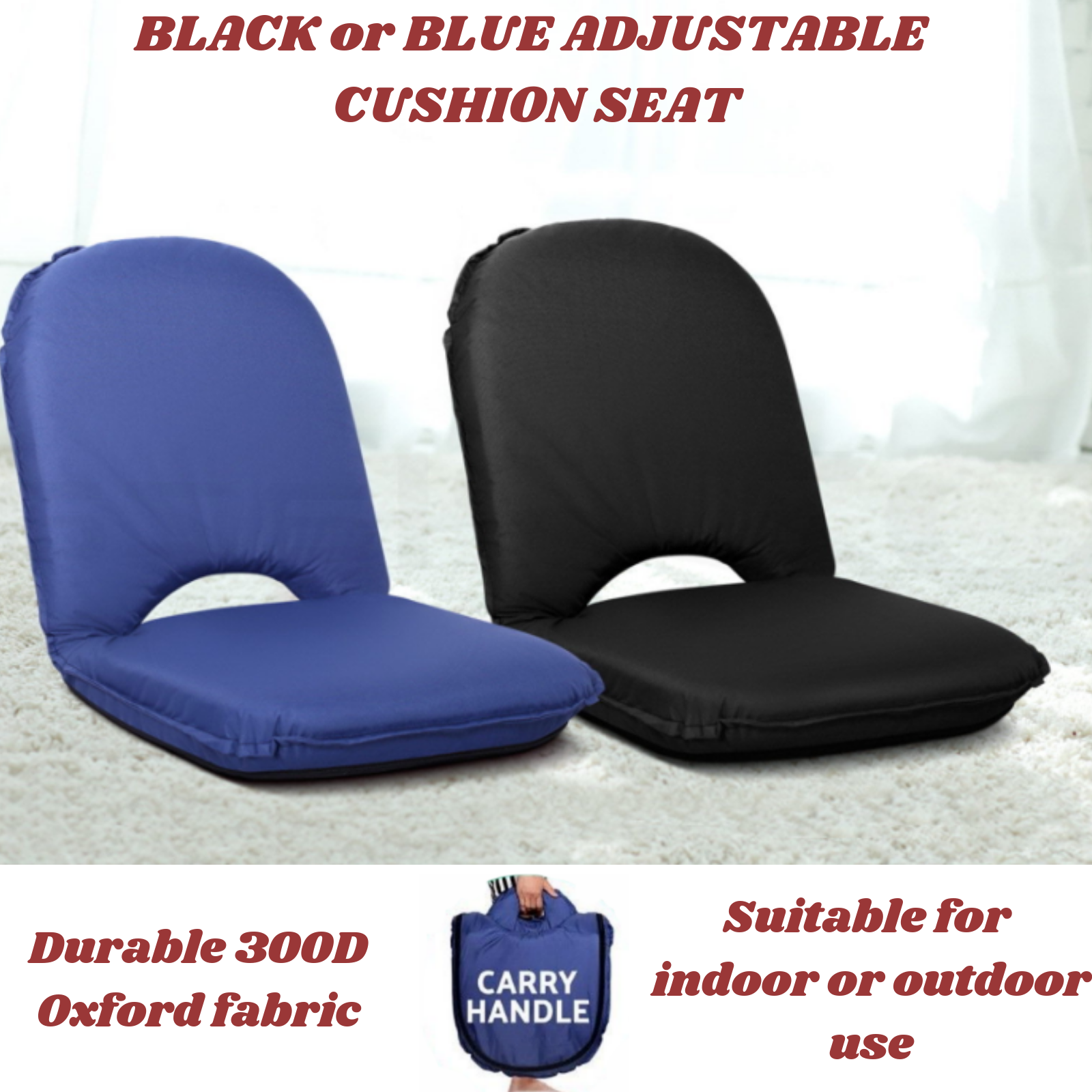 Details About Portable Adjustable Cushion Seat Picnic Beach Chair Fold Handle Sofa Seating New