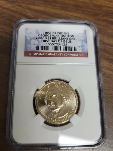 2007 D  Presidential Dollar - NGC BU - George Washington - First Day of Issue
