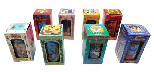 Set of 8 Disney Burger King Plastic Cups Lion King Aladdin Dumbo Pinocchio More