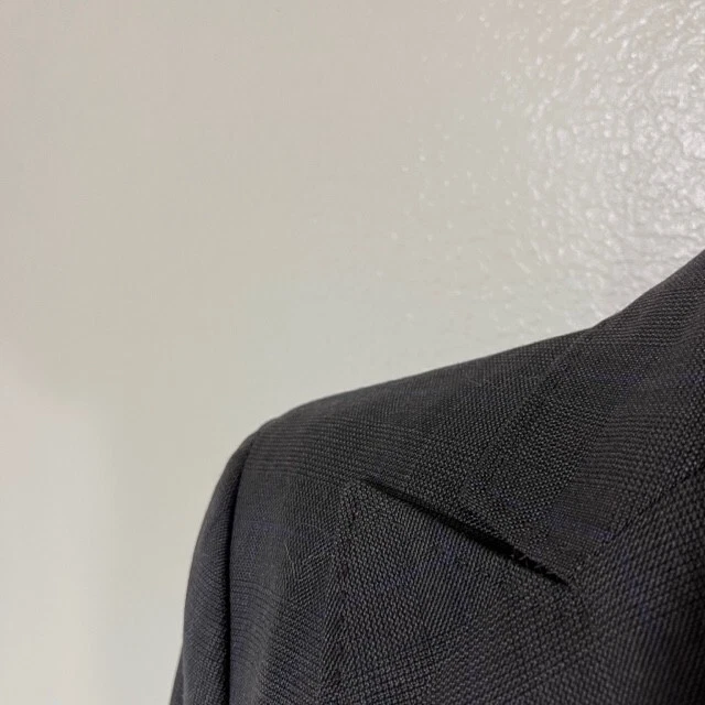 Chaqueta Blazer Moschino Gris Oscuro Azul Cuadros Doble Pecho EE. UU. 10 Foto 2 de 4