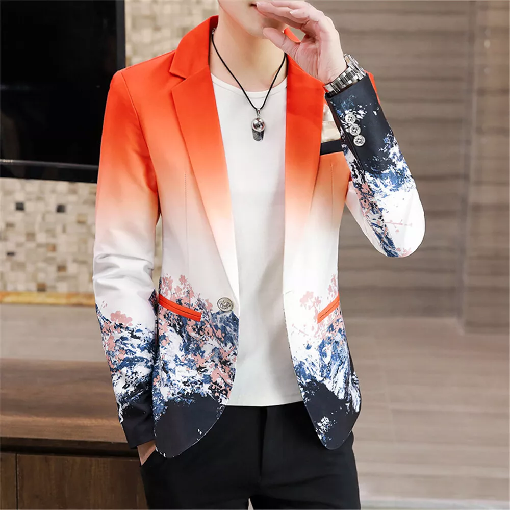 Men Work Blazer Jacket Business Casual Button Slim Fit Suit Formal Coat Tops