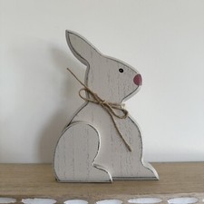 Easter Bunny Wood Block Sign Easter and Spring Decor With Rustic Twine