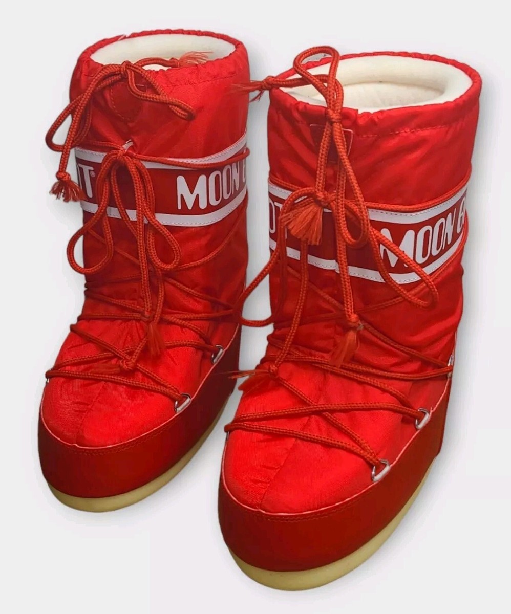 【MOON BOOT】ICON レッド ナイロン ブーツ Moon Boot ICON JUNIOR RED NYLON BOOTS. Size EU. 31-34. US
