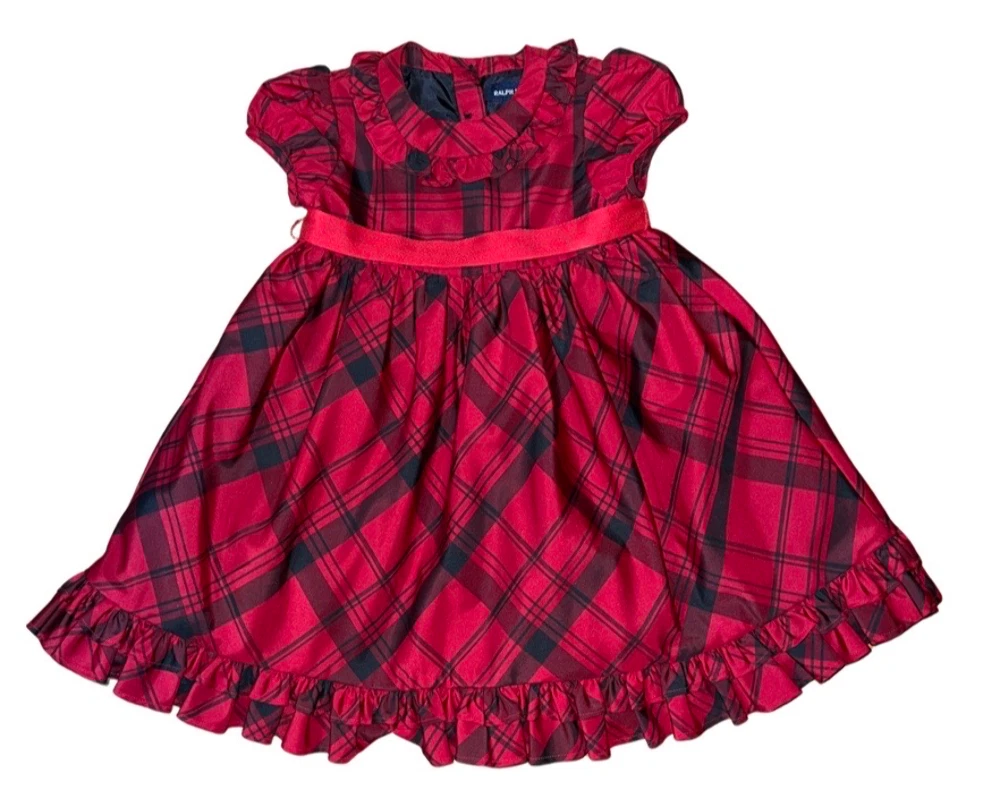 Ralph Lauren Girls 24 Month Red Plaid Holiday Valentine Dress