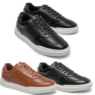 US Men PU Leather Casual Shoes City Walking Shoes Breathable Fashion Sneakers