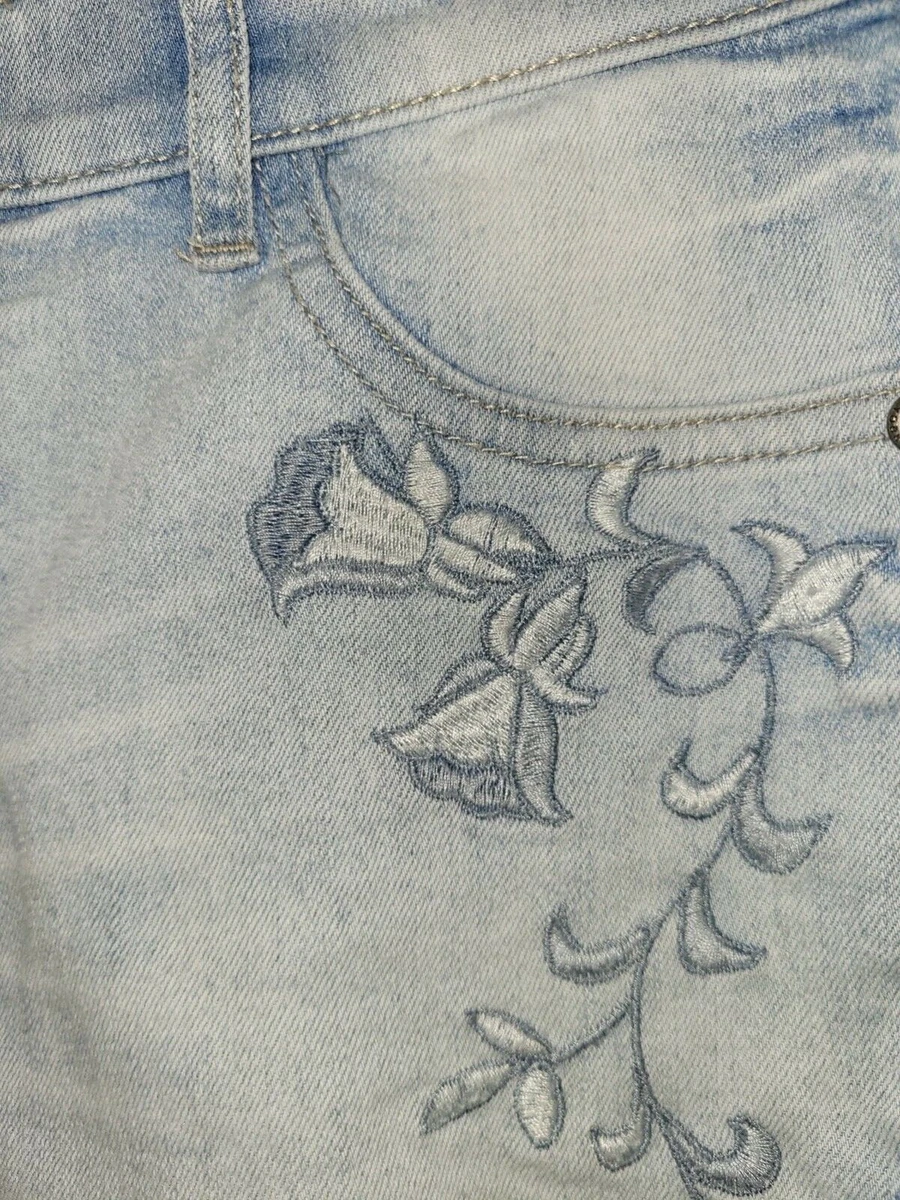 Embroidered capri deals jeans