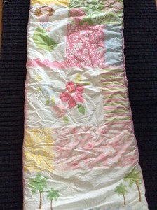 Pottery Barn Kids Pink Island Patchwork Hula Hawaii Sleeping Bag