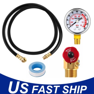Air Tank Valve Kit with Gauge Air Tank Repair Kit with 2'' Pressure Gauge Hose P1