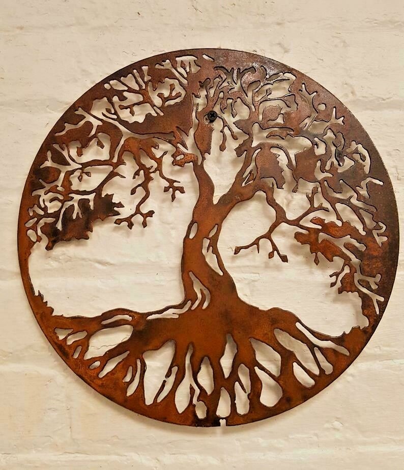 Tree Of Life Metal Wall Art - Decorative Steel Wall Hanging For Living Room, Bedroom, Or Outdoors