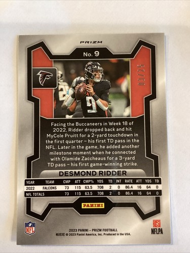 2023 Prizm Blue Camo SSP /25 Desmond Ridder #9 Falcons #03/25 Rare! - Picture 4 of 6