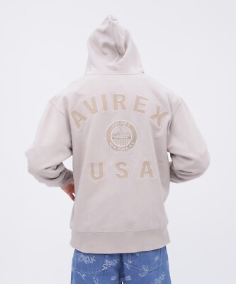 ASK availability first) AVIREX VARSITY LOGO ZIP SWEAT PARKA NYC