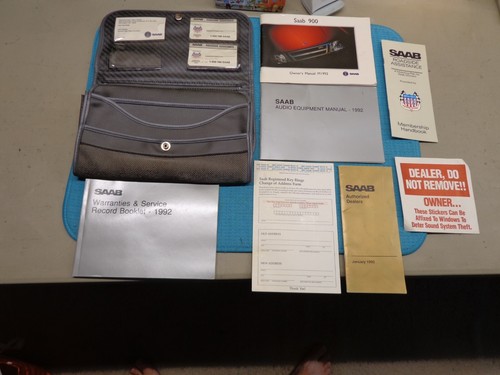 SAAB 900 1992 92 OWNERS MANUAL BOOK BOOKLET W/SUPPLEMENTS & CASE COVER WALLET - Bild 1 von 13