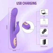 Rotating Thrusting G-spot Rabbit Vibrator Clit Massager Sex Toys For Women Purpl