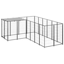 NNEVL Dog Kennel Black 4.84 m  Steel