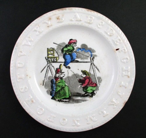4 - Platos ABC - Platos infantiles antiguos STAFFORDSHIRE escenas policromadas c1875 - Imagen 12 de 17