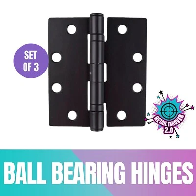 Set of 3 Global Door Controls Ball Bearing Hinges – Oil Rubbed Bronze, 4.5" x 4"