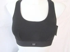 NWT GapBody Size XS, S, M Cotton Rib Logo Racerback Bralette Black!