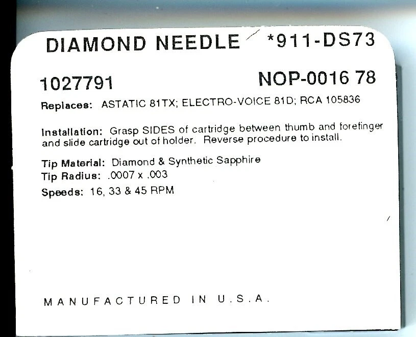 Cartucho/aguja vintage "Bullet", Califone, RCA AP-1, ARC- 83d, 89T, 81TX (EE. UU.) Foto 3 de 3