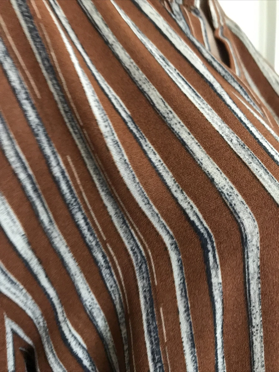 Bonobo womens size L brown striped long sleeve blouse