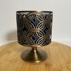 Bath & Body Works Brass Circle Geometric Pedestal Metal 3 Wick Candle Holder
