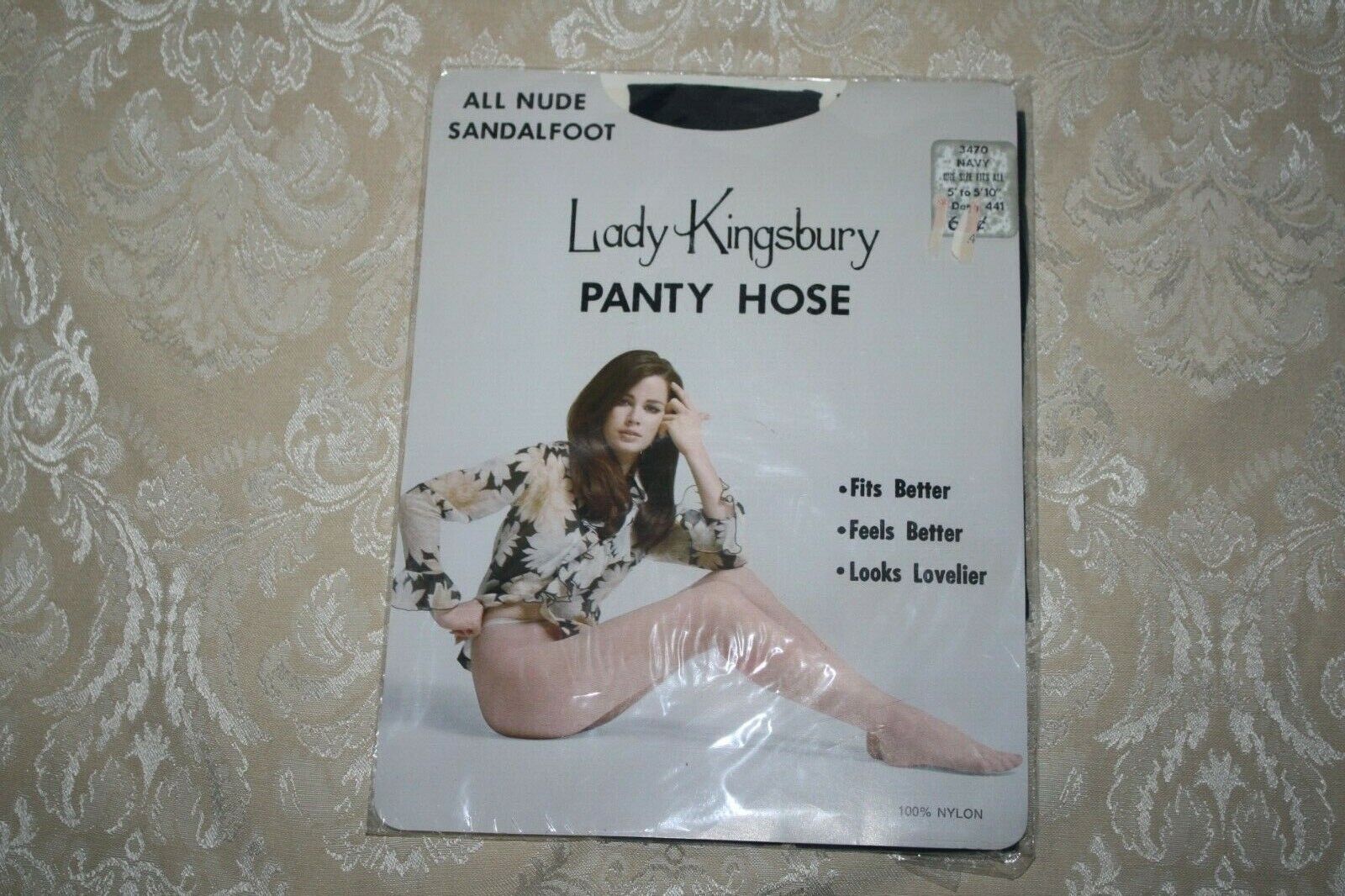 1 Pair LADY KINGSBURY Navy PANTY HOSE Nude NYLONS One Under blast sales S All Size Tulsa Mall