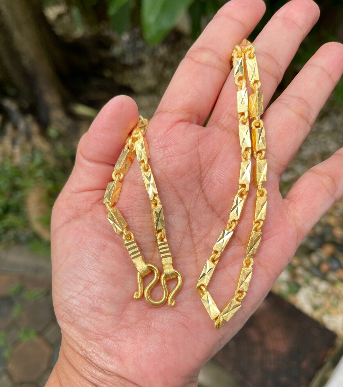 22K 24K Thai Baht Yellow Gold GP Filled Necklace 24 inch 59 Gram Jewelry  4.5 MM