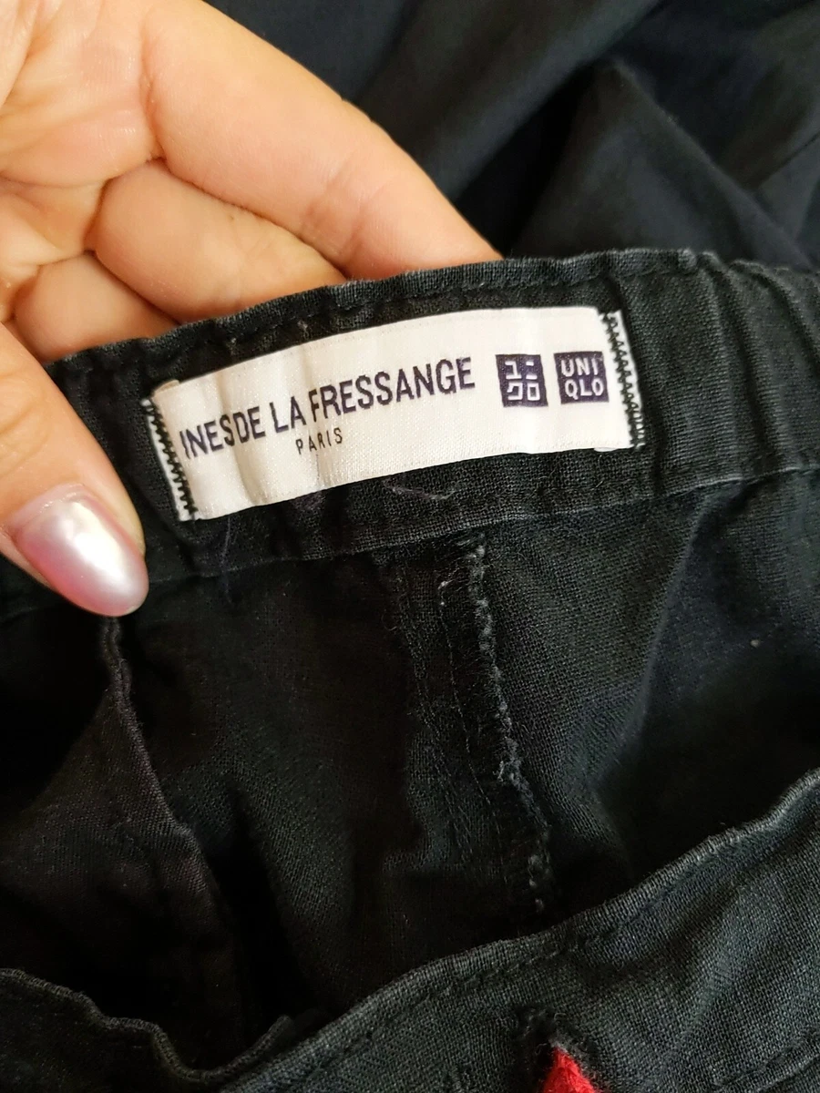 Uniqlo Ines De La Fressange Pants Women's Straight Black Tie Linen Blend XS