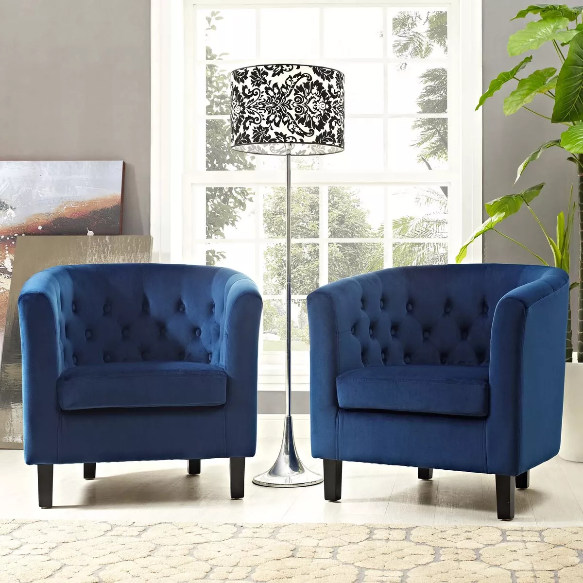 Modway Prospect 2 Piece Performance Velvet Armchair Set in Navy eBay