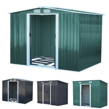 Outdoor Heavy Duty Flat/Apex Roof Garden Shed Metal Tool Storage House UK