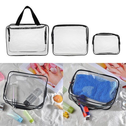 3Stk wasserdicht Transparent Beutel Kosmetik Tasche Kulturbeutel Make-Up Bag - Picture 2 of 11