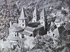Abbey Church of Saint Foy in Conques France Antique Magic Lantern Glass Slide