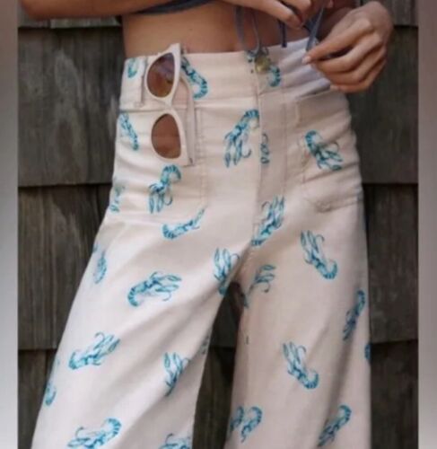 Pantaloni Maeve x Anthropologie Colette blu aragosta gamba larga taglia 24 W prezzo al pubblico consigliato $130 - Foto 3 di 11