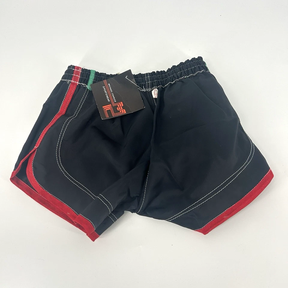 1970s Sports Shorts Vintage Deadstock Black Nylon Made in England Womens XS Uk 6 - Image 3 of 4