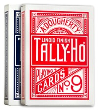 TALLY-HO No. 9 FAN BACK PLAYING CARDS - 2 DECKS RED AND BLUE - MADE IN USA