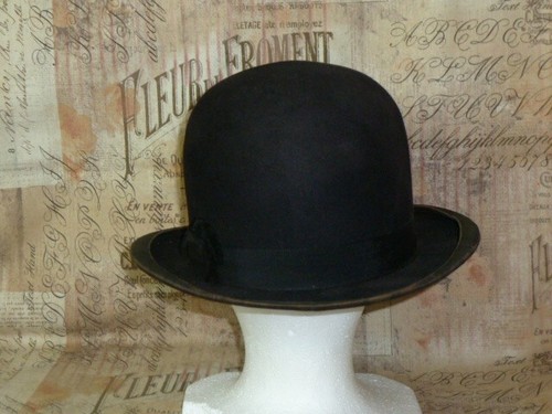 Antique Bowler Hat Gold Bond Black Vintage Derby Hat Mens Bowler Hat - Picture 6 of 11